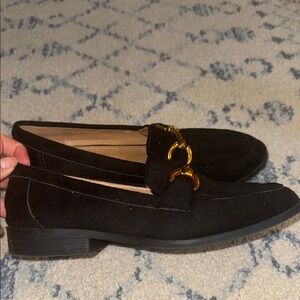 Elegant Black Loafers with Gold Accents